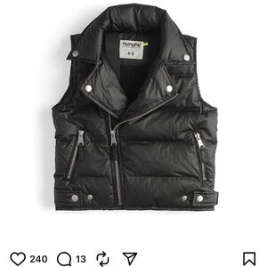 Nununu The Biker Down Puffer Vest with Zipper Accents in Black